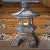 Solar Pagoda Lantern Garden Statue, Outside Decorations,Yard Art Ornaments Stone Finish