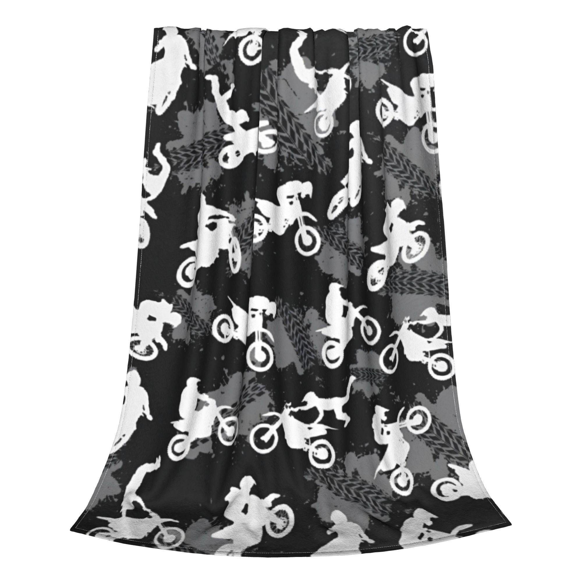 

Dirt Bike Lovers Motocross Motorcycle Fleece Blankets Cross-Rally Cartoon Fashion Throw Blanket Home Hotel Sofa Bedspread Warm 30x40in