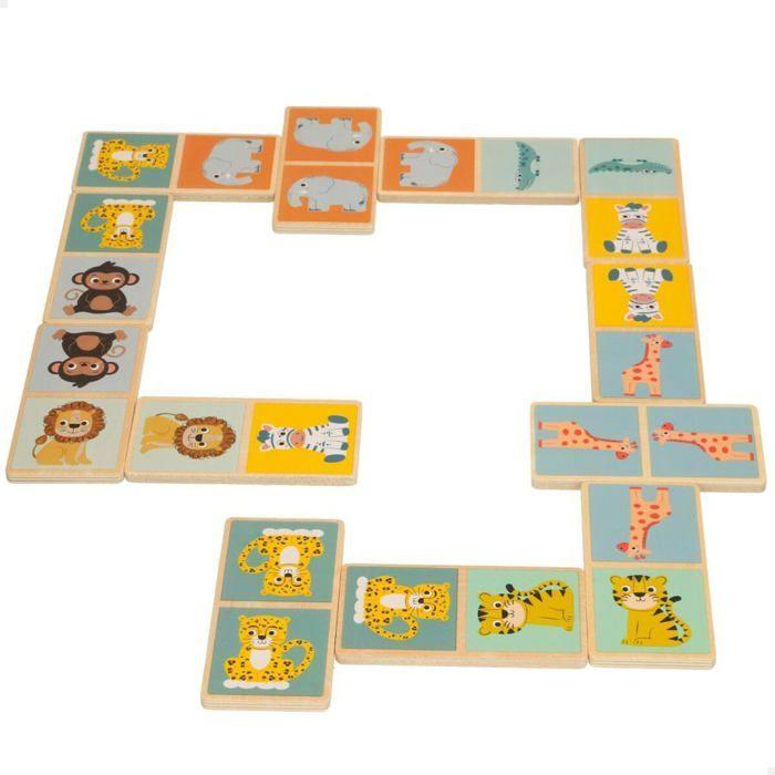 Wooden Skill Game - WOOMAX - Animals - 12 Units - 28 Pieces - 8x0.5x4 Cm - Assorted Colors