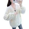 Thickened imitation mink velvet women's jacket spring and autumn new fashion loose regular knitted sweater cardigan women