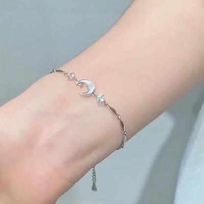 Fashion Moon Star Bracelet for Women Zircon Silver Chain Bracelets Jewelry Accessories