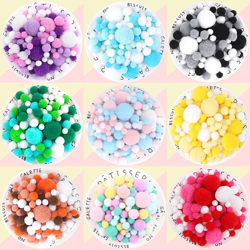 Colorful Gradient Pompom Pack: High-Elastic Plush DIY Toy Accessories for Kids