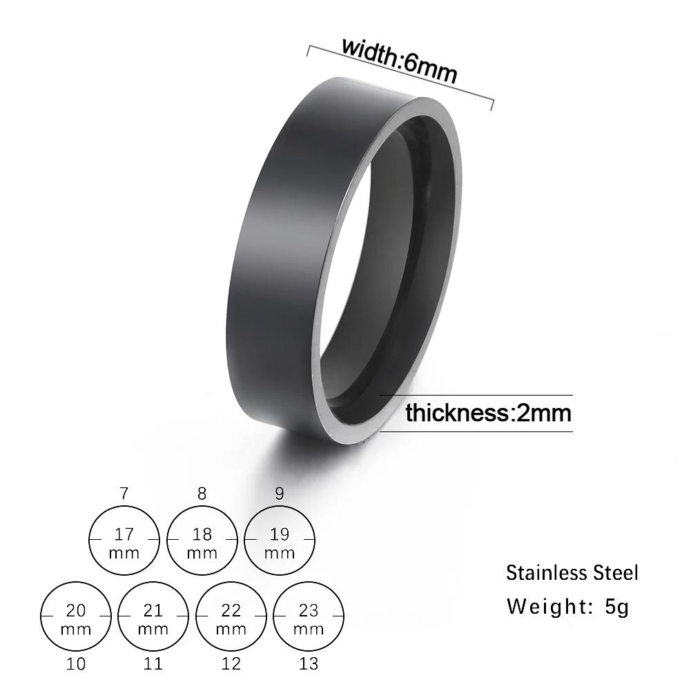 6mm/8mm Wide Stainless Steel Rings for Men Women Simple Smooth Gold Color Black Anniversary Ring Wedding Jewelry Wholesale