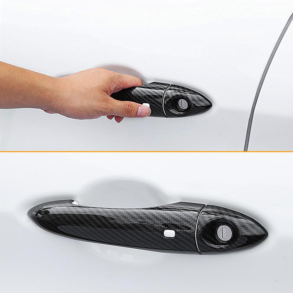Exterior Door Handle Grab Cover Trim with Smart Key Hole for Alfa Romeo Giulia 2017-2019 Carbon Fiber Exterior Car Accessories