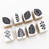 Cute Wooden Rubber Stamp Set with Leaf and Botanical Monstera Perfect for Letter and Perfect as a Made in Japan Design, Bridal, Cards, Paper,