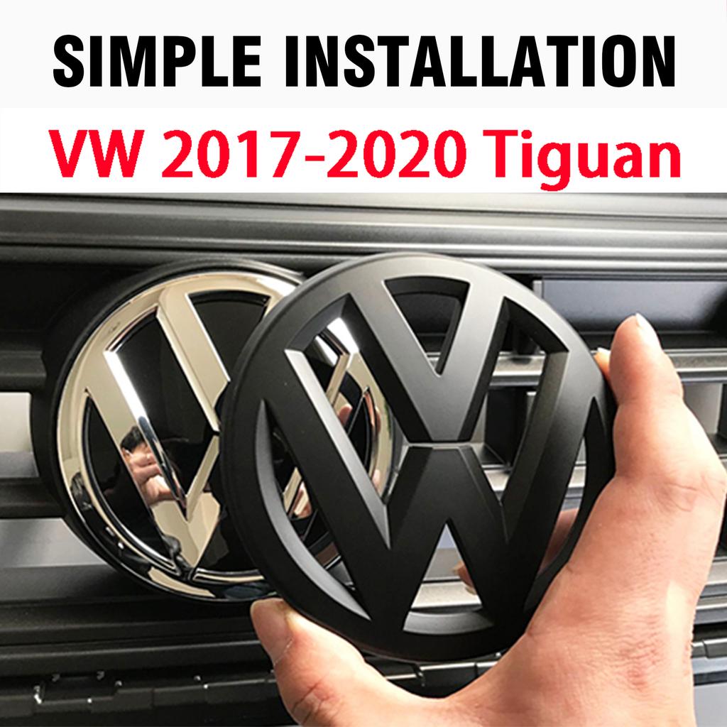For Volkswagen 2PCS bright black For Volkswagen VW Tiguan 2017-2020 Car Front Grill/Rear label logo Trunk Emblem Lid Covers Sticker Accessories EN1