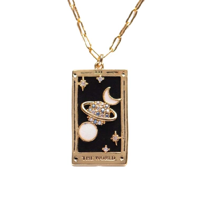 Stylish Tarot Pendant Necklace Tarot Card Enthusiast Present Fashion Tarot Jewelry Party and Festival Necklace for Daily
