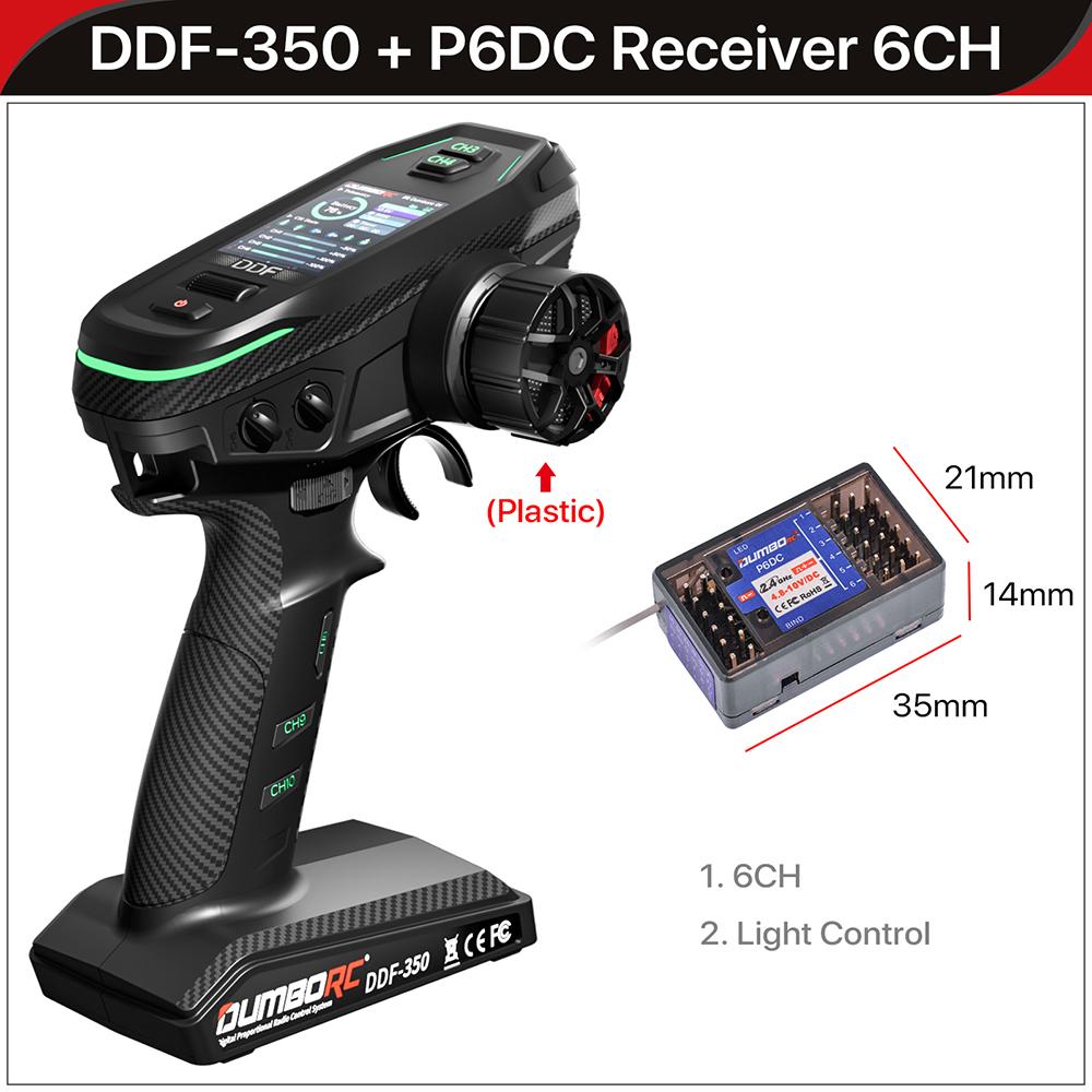 DUMBORC 2.4G 10CH Digital Radio Remote Controller DDF-350 Transmitter with Receiver for RC Car Boat Tank LCD FHSS System