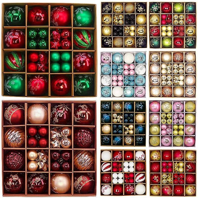 Charming 44 Piece Decorative Christmas Balls In Unique Shapes For Elegant Holiday Display
