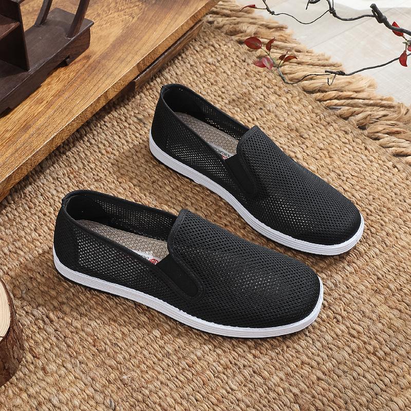 

Новая летняя сетчатая обувь тканевая обувь мужская обувь нескользящая на одной педали для среднего и пожилого возраста повседневная обувь 45