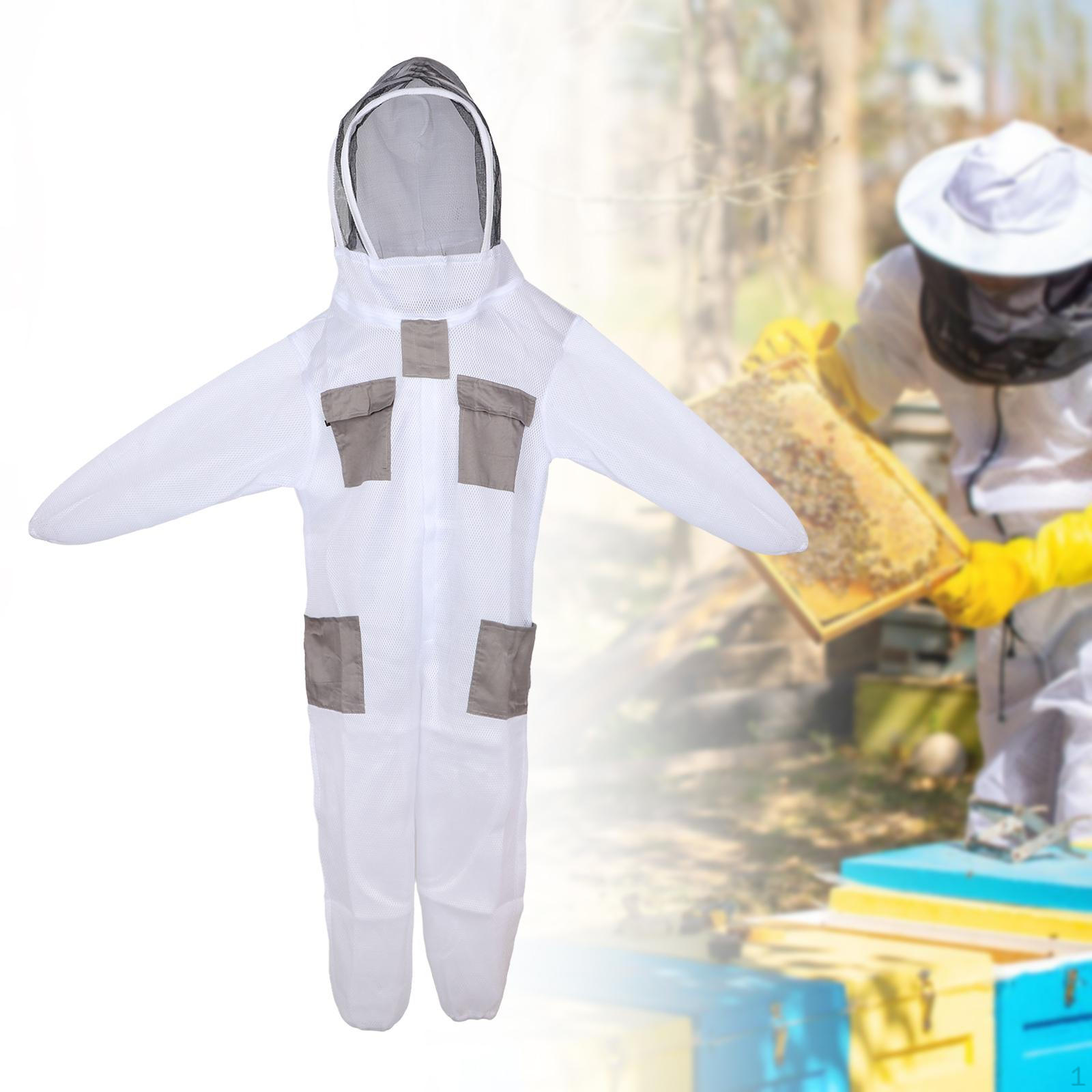

Костюм пчеловода белого цвета для мужчин и женщин с вентилируемым капюшоном XL 172 to 176cm