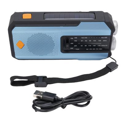 Emergency Radio AM FM WB Radio with LED Flashlight SOS Hand Cranked Power Generation Solar Type C Charging 2000mAh
