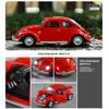 1:18 Scale Beetle 1955 Model Toy Cars Alloy Diecasting Doors Opened Sound Light Pull Back Miniature Vehicles For Children Gifts