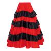 Girls Spanish Flamenco Tiered Ruffles Satin Wide Hem Skirt Performance Costume