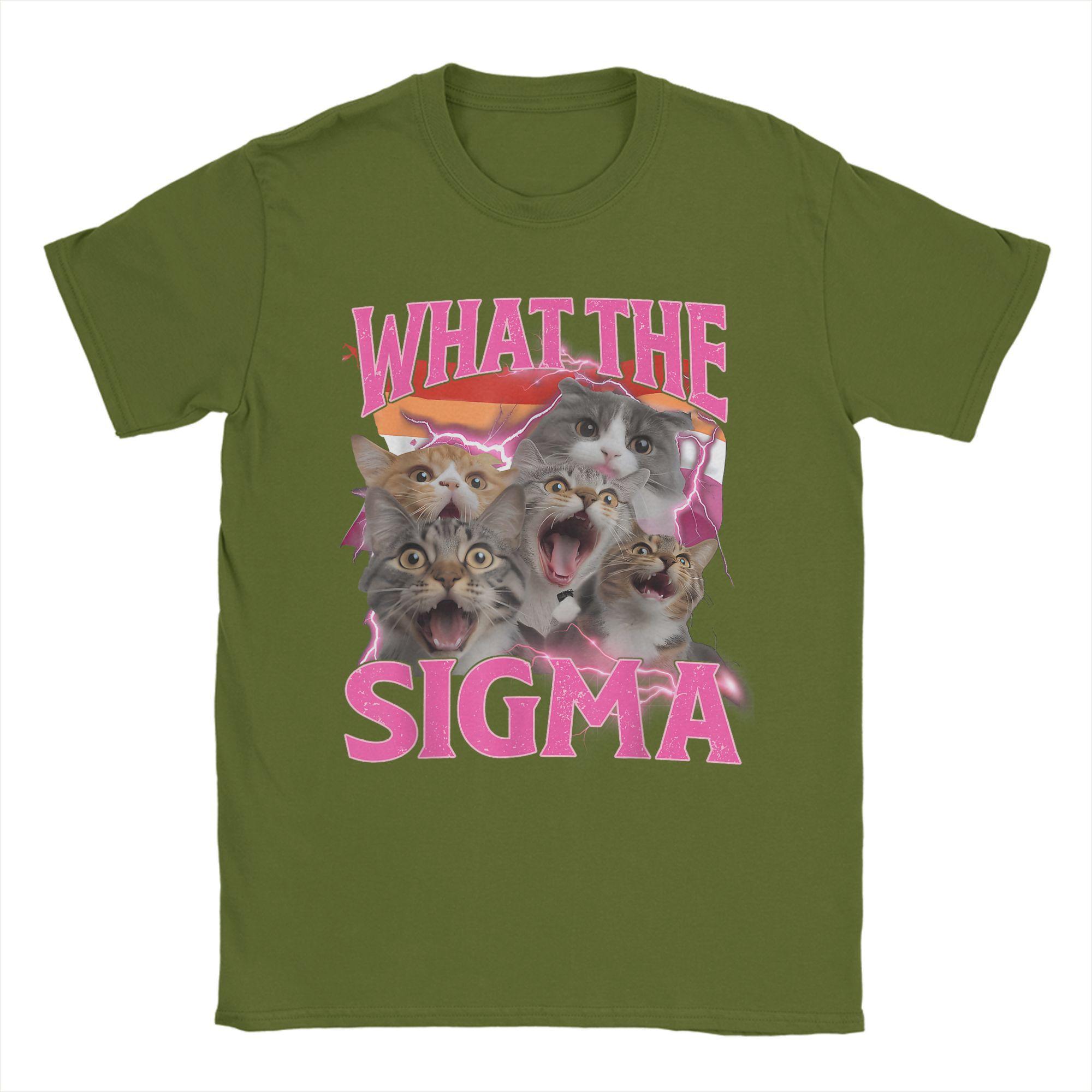 

What Sigma Cat meme Cotton T Shirt For Mens Summer Aesthetic T-Shirts O Neck Harajuku Tees Plus Size Clothes 4XL
