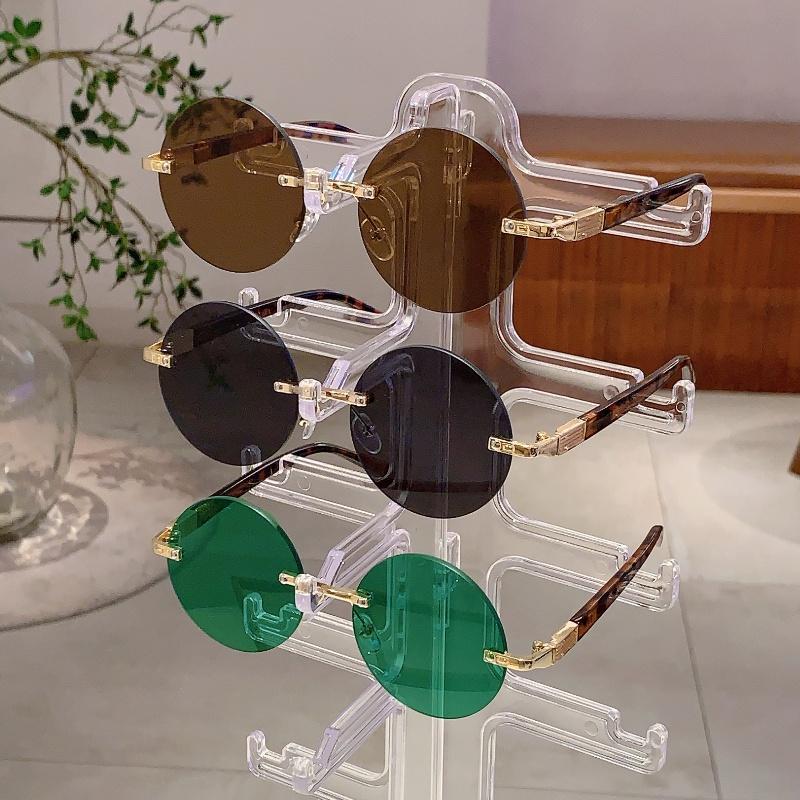 Stylish Leopard Design Black Shades Women Retro Metal Round Decor Sunglasses Fashion Brand Beach Sun Glasses for Ladies