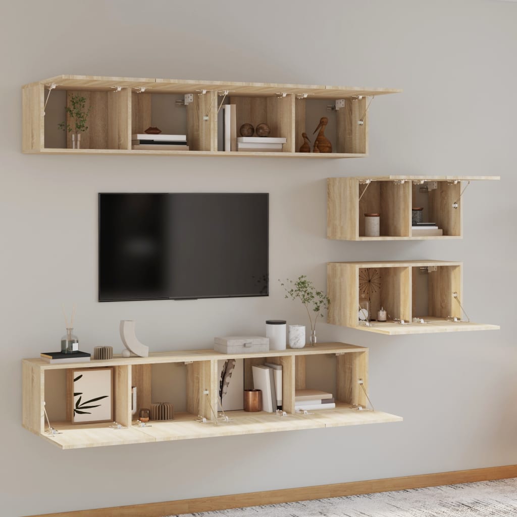vidaXL 6-tlg. TV-Schrank-Set Sonoma-Eiche Holzwerkstoff