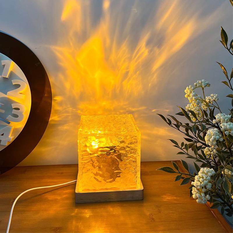 Projector Night Light Galaxy Ocean Wave Usb RGB Led Lights 3D Crystal Night Lights For Bedroom Desk Dynamic Rotating Light