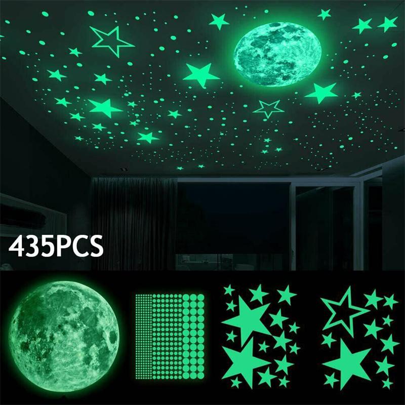 435Pcs/Set Luminous Moon Star Wall Sticker For Kids Bedroom Ceiling Home Decoration Diy Decal Glow In The Dark Wallpaper Mural