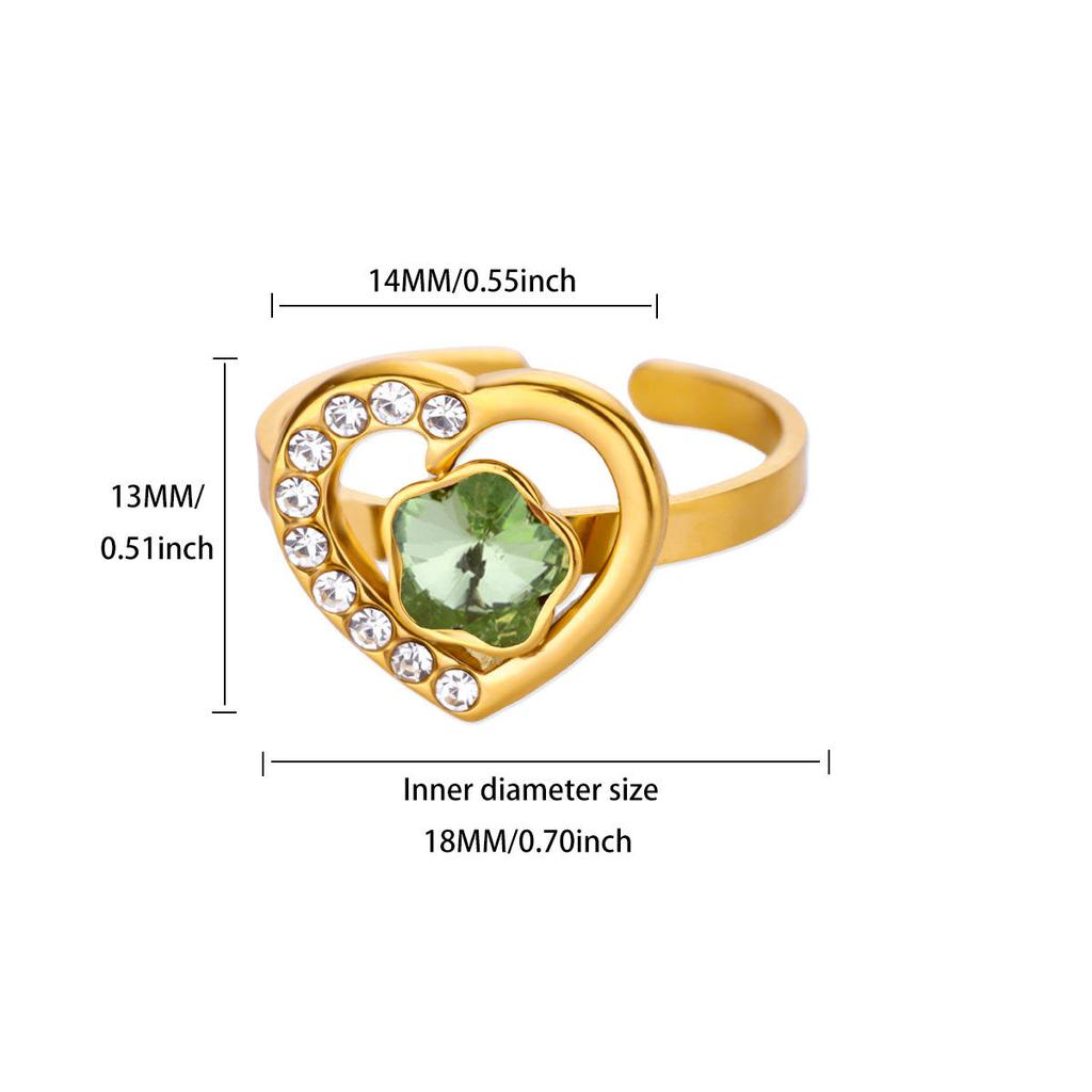 New Luxury Color Treasure Butterfly Ring Women's Titanium Steel Zircon Ring Niche High-end Light Luxury Cold Wind Index Finger Ring