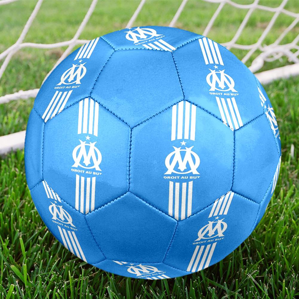 Olympique de Marseille Indoor Soccer Ball Colorful All Ages Size 5 Machine Stitched PVC Competition Ready Durable High-Bounce