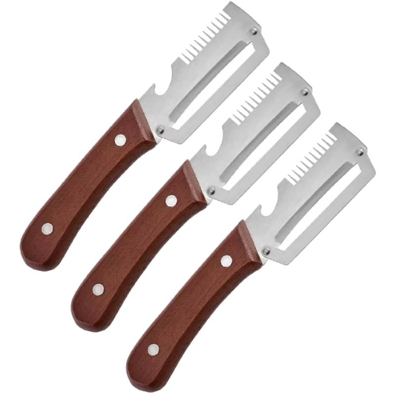 NEW Kitchen Peeler Stainless Steel Vegetable Peeler with Wooden Handle Durable Serrated Peeling Knife Bottle Opener Kitchen Tool