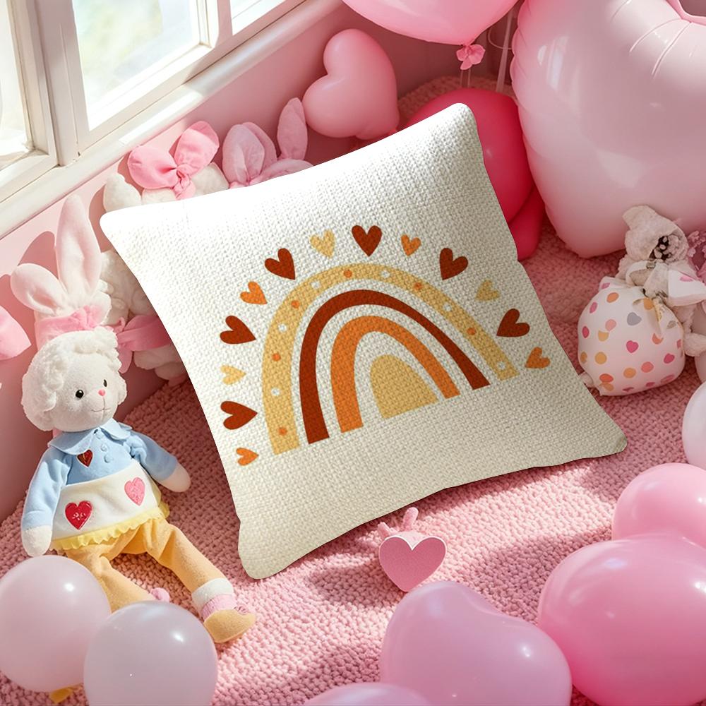Rainbow Print Pillow Case Anti-Dustmite Pillowcase Invisible Zipper Silky Short Plush Sofa Cushion Cover