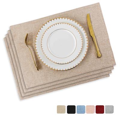 4/6PCS Leinen Tischset Hitzebeständige Tuch Tischset Waschbar Nicht-slip für Küche Pads Hause Esstisch abdeckung Einfarbig