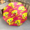 Tweety Blue Yellow Stripes Folding Umbrella Suitable For All Seasons Travel Sun Umbrella Travel Umbrella