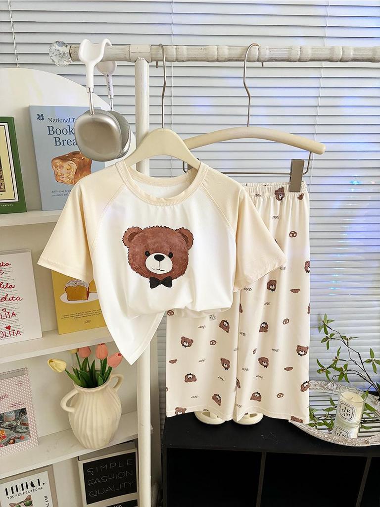Summer Cartoon Short-Sleeve Pajama Set for Boys & Girls - Lightweight Home Wear for Children & Babies