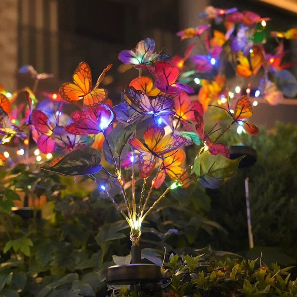 Solar Butterfly Flower Ground Lamp , Outdoor Solar Garden Lamp, Plastic Material, Great for Garden, Yard and Lawn Decoration