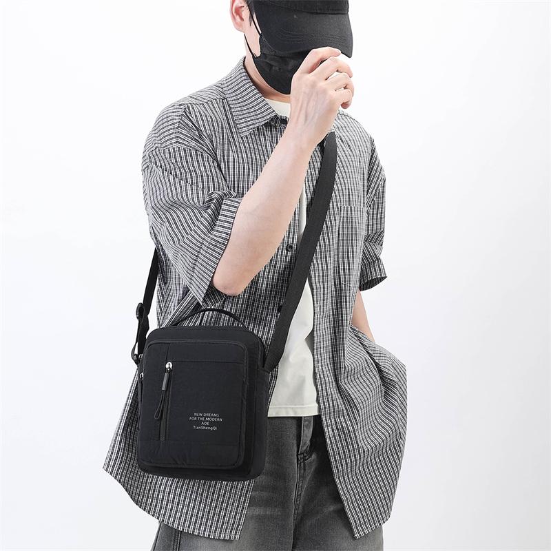 Men's Nylon Crossbody Backpack Fashionable Versatile Summer New Style Waterproof Single Shoulder Sling Bag Simple Design