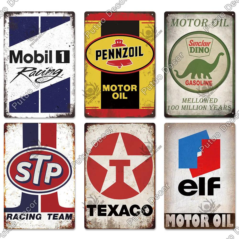 Putuo Decor Gas Oil Garage Vintage Metal Signs Tin Sign Retro Garage Decor Bar Pub Garage Gas Station Decorative Iron Plates