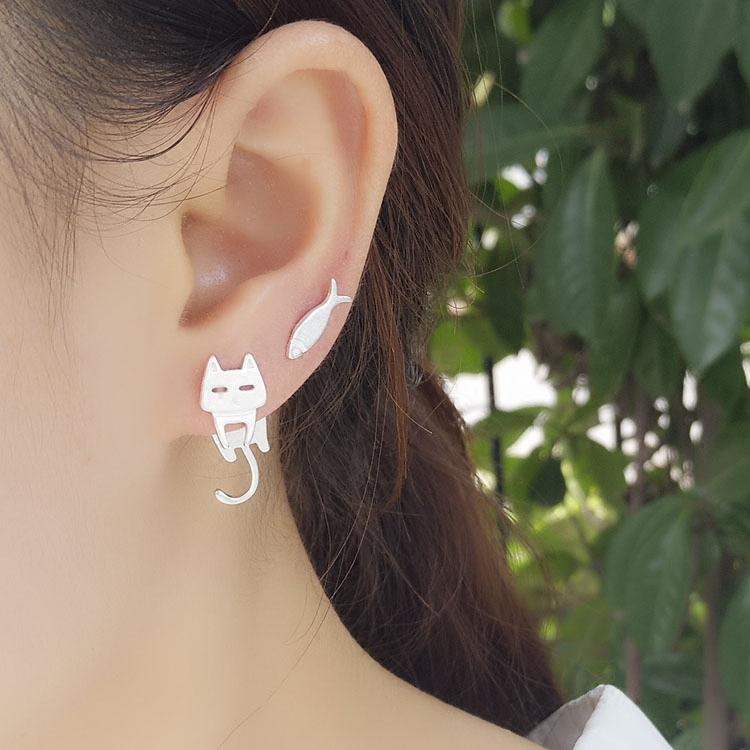 Cute Cat Fish Stud Earrings for Women Fun Gift Party Earrings