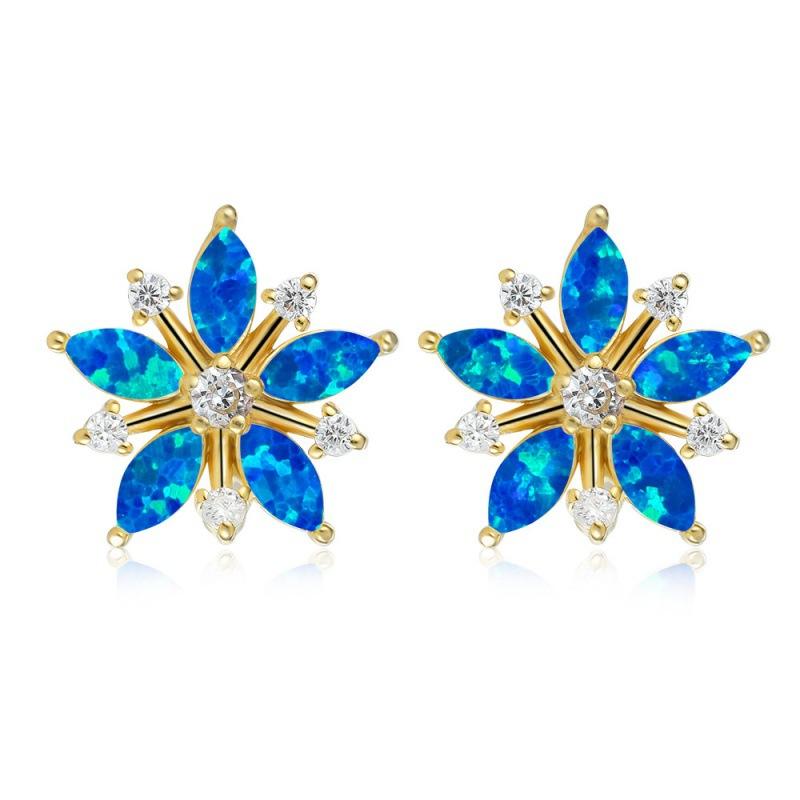 Wind gold blue ice flake snowflake diamond women s temperament versatile stud earrings