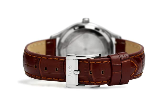 automatic genuine leather sapphire crystal x brown crocodile embossed [JIOS] Japanese-made watch, men's, strap, (silver strap)