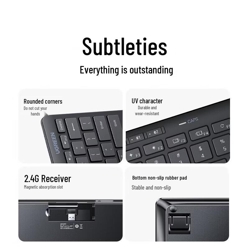 UGREEN 78-Key Dual Mode Wireless Bluetooth Membrane Keyboard