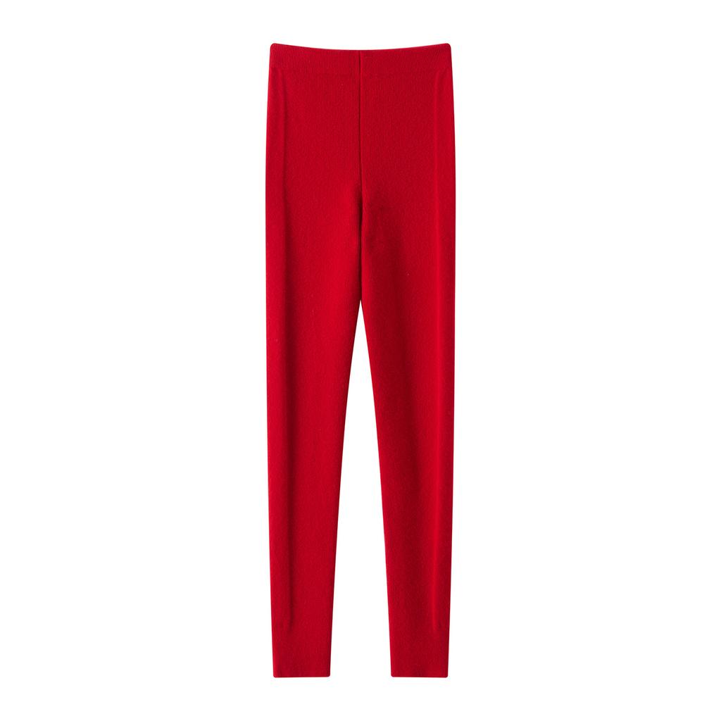 100% Pure Cashmere Leggings Women's Slimming, High-Elasticity Knitted Thermal Tights KTY
