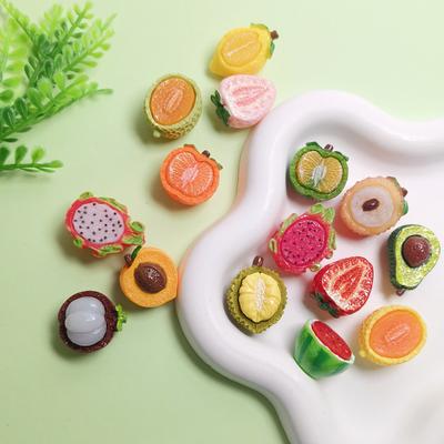 100pcs Mix Cute Mini Fruit Charms Pear Cherry Pineapple Peach Avocado Flat Back Resin Cabochons Scrapbook Slime Jewelry DIY