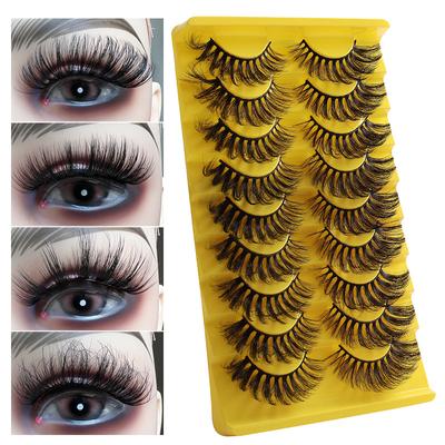 9 Pairs Of Imitation Mink False Eyelashes Thick Curled Eyelashes Messy Slender Eyelashes
