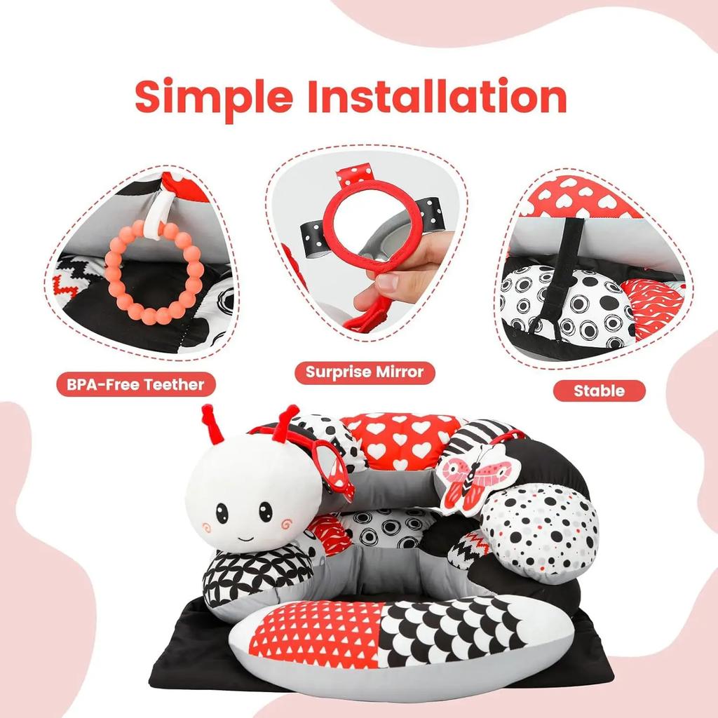 Poduszka dla niemowlaka Zabawka do leżenia na brzuszku Poduszka do leżenia Zabawka sensoryczna dla niemowląt o wysokim kontraście Dwustronne poduszki Prezenty treningowe Urodzinowe Maty do podnoszenia główki
