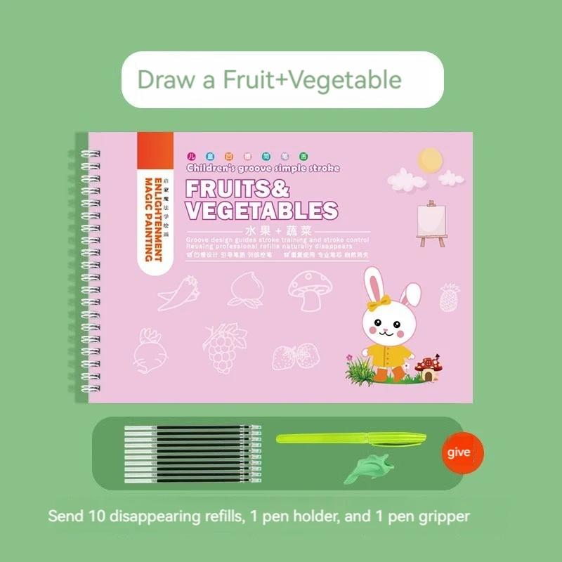 Learn Paining Drawing Chinese English Book Copybooks with Disappearing Ink Pen, Improve Learning Education Books for Kid School