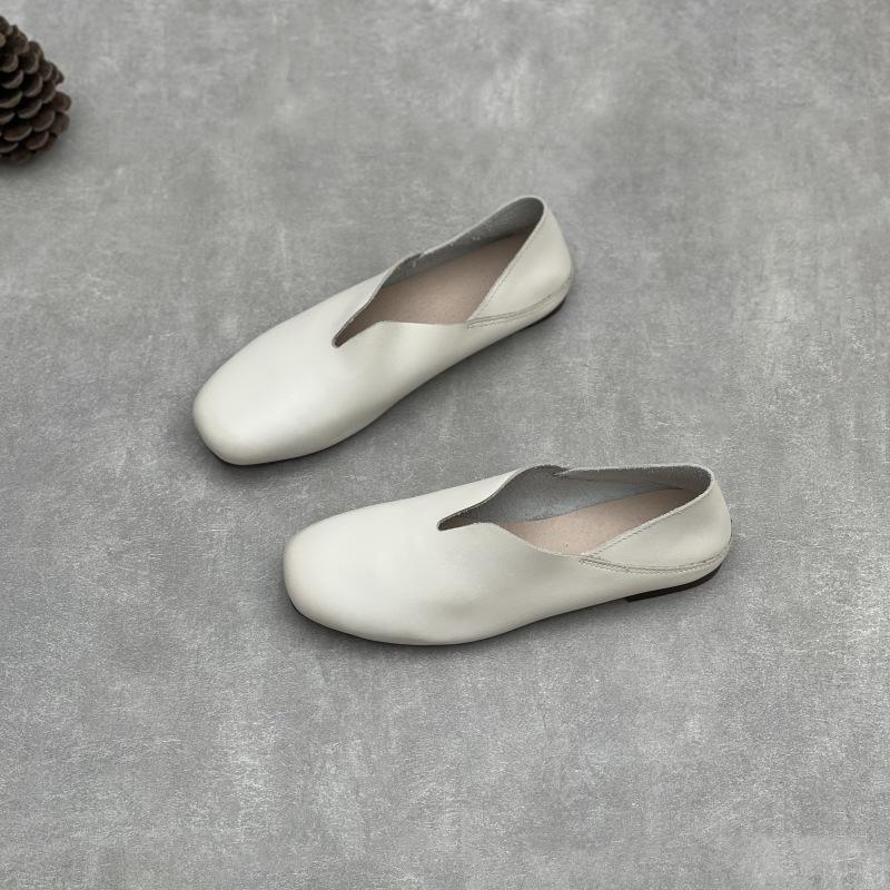 Johnature Handmade Genuine Leather Soft Soled Loafers Casual Soft Cowhide Flat Women's Slip-on Shoes