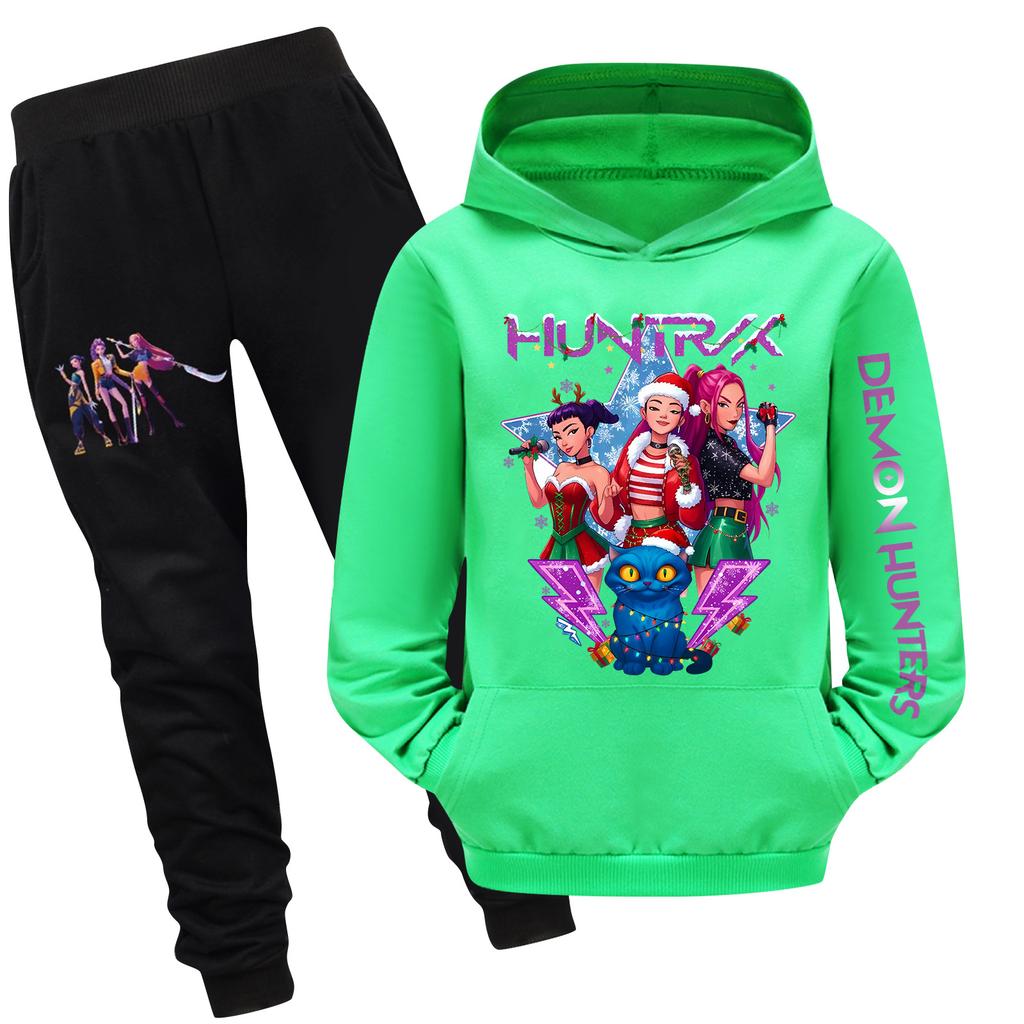 Children's Hooded Top And Pants Two-piece Tracksuit Set Long-sleeved Printed Sweatshirt Set