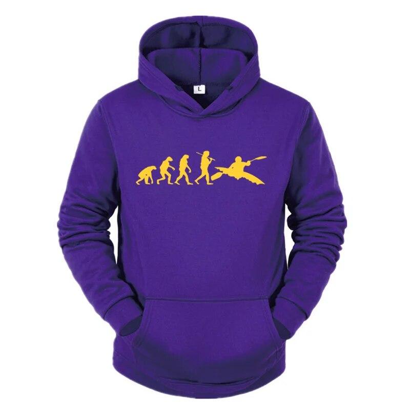 Ewolucja Kajakarstwa Ludzkiego Bluza z Kapturem Nowa Moda Najwyższa Jakość z Kapturem Casualowa Odzież Unisex Ewolucja Projektu Kajaka Bluzy