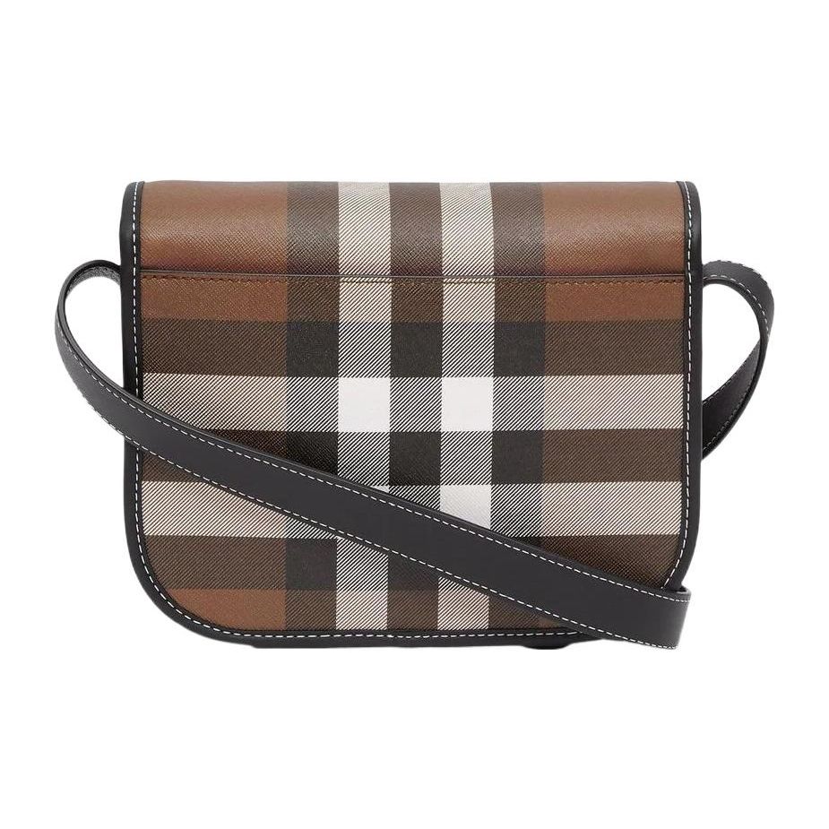 Burberry Check Canvas & Leather Crossbody Saddle Bag For Women Daily Use