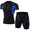 Men's Elastic  Fitness T-shirt Fast Drying Tops Short  Pants Sports Tight Suit