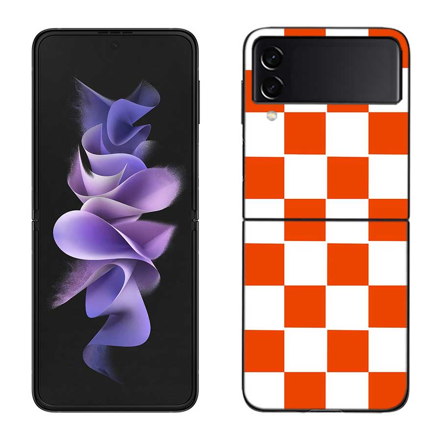 Retro Klassisches Schachbrett Gitter Handyhülle Für Samsung Z Flip 7 6 5G Galaxy Z Flip 5 4 3 Schwarz Hart Cell Hülle Luxus PC Schale C