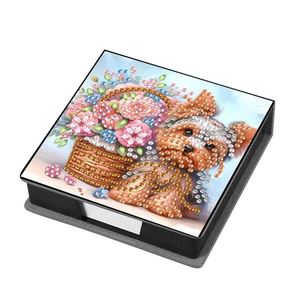 Leather Animals Diamond Painting Notecard Box Flowers Gem Art Sticky Note Holder Rhinestones Post It Dispenser for DIY Art Craft