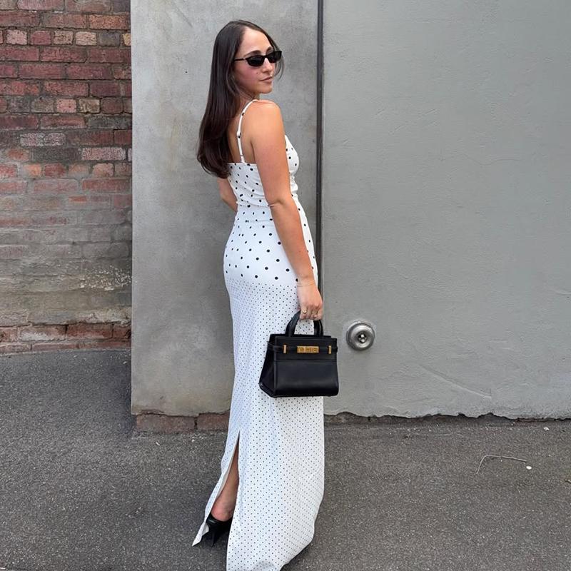 2026 Summer Polka Dot Long Dress Women Sexy Contrast Sleeveless Backless Slim High-Waist Female Bodycon Maxi Dress For Holiday